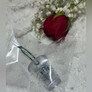Starbucks Clear plastic Mini Cup Ornament with Green Logo